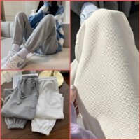 Quần jogger nữ ống rộng bo gấu có dây rút dáng quần nỉ nữ bo gấu vải tổ ong cao cấp đi học công sở tập gym thể thao ấm