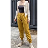 Quần Jogger nữ, quần ống suông thể thao cạp chun Lou Pants Mustard vải thun da cá nỉ bông dễ phối đồ cho mọi hoạt động L