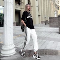 Quần jogger nữ rút gấu 3 sọc, quần bom thể thao cá tính