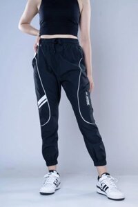 Quần jogger nữ vải dù in phối viền đẹp 001
