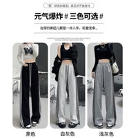 Quần Jogger sọc nữ ống suông thể thao Form rộng 2 sọc chất cotton cao cấp