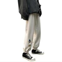 QUẦN JOGGER THỂ THAO NAM NỮ HIPHOP ỐNG SUÔNG HÌNH SAO HOT TREND - TRẮNG - M