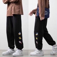QUẦN JOGGER THỂ THAO NAM NỮ HIPHOP ỐNG SUÔNG HÌNH SAO HOT TREND - ĐEN - L