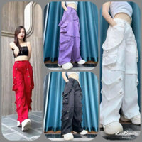 Quần jogger thể thao nữ túi hộp chất kaki dáng thụng, quần tập gym, zumba, aerobic, shuffle dance