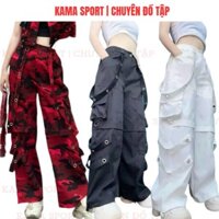 Quần jogger thể thao nữ túi hộp chất kaki dáng thụng, quần tập gym, zumba, aerobic, shuffle dance