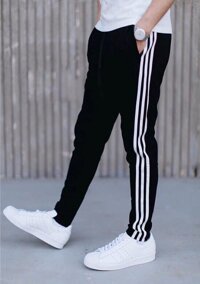 Quần Jogger thể thao Quần tập gym nam 3 sọc dài Q-01 - Sọc trắng suông  - XL