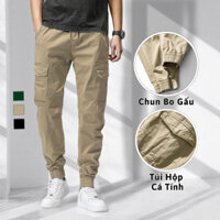 Quần Jogger Túi Hộp Kaki Nam Chất Vải Cotton Dày Dặn VICENZO Cạp Chun Bo Gấu, Quần Dài Nam Kaki Jogger Túi Hộp