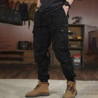 Quần Jogger túi hộp nam nữ HUMAN vải kaki hàn dày dặn, lưng thun bo gấu khuy túi thoáng mát