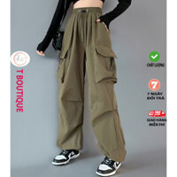 Quần Jogger Túi Hộp Ống Rộng Unisex Chất Kaki Có Dây Rút Bo Chân Cực Ngầu