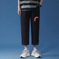 Quần Jogger Túi Hộp Trơn nam nữ Dài Bo Gấu - Chất Vải Kaki Kiểu Thể Thao UNISEX Hai Màu Đen, Kem. 03x - Đen kaki cầu vòng,M 45-52kg