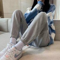 Quần jogger unisex thể thao, quần ống rộng kiểu dáng jogger mặc nhà nam nữ vải TỔ ONG  - Xám nhạt - S