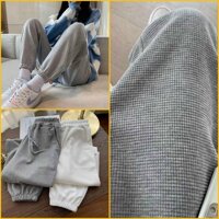 Quần jogger unisex thể thao, quần ống rộng kiểu dáng jogger mặc nhà nam nữ vải TỔ ONG  - ĐEN - S