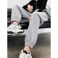 Quần jogger unisex thể thao, quần ống rộng kiểu dáng jogger mặc nhà nam nữ vải TỔ ONG 3 màu năng động - Xám nhạt - S