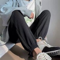 Quần jogger unisex thể thao, quần ống rộng kiểu dáng jogger mặc nhà nam nữ vải TỔ ONG 3 màu năng động - ĐEN - M