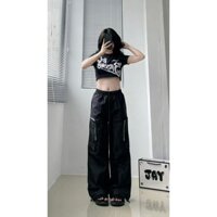 Quần Jogger ZIHOP vải dù dây rút túi hộp màu ĐEN/XÁM form nam nữ unisex 🖤 Quần dù cargo y2k JEJUL