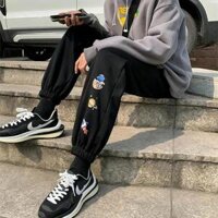 Quần JoggerQuần Nỉ Ống Rộng Bo Chân Nam Nữ Unisex HIPHOP Ulzzang KUN - ĐEN,XL