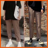 Quần Kaki Baggy Unisex Nam Nữ, Baggy Unisex Kaki Nam Nữ cạp chun vải Kaki nhập Hàn mềm co giãn - Quần Baggy Cà Phê,M 45-50kg1m55-1m60