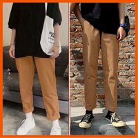 Quần Kaki Baggy Unisex Nam Nữ, Baggy Unisex Kaki Nam Nữ cạp chun vải Kaki nhập Hàn mềm co giãn - Quần Baggy Nâu Đậm,M 45-50kg1m55-1m60