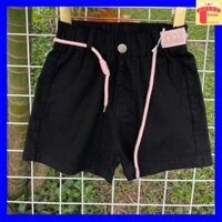 Quần kaki bé gái, Quần đùi cho bé 2-7 tuổi chữ MI kèm dây đeo vải mềm mỏng thoáng mát kiểu dáng thời trang