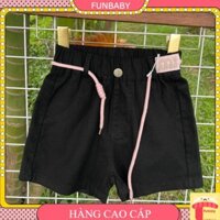 Quần kaki cho bé gái, Quần short trẻ em 2-7 tuổi chữ MI kèm dây đeo vải mềm mỏng thoáng mát kiểu dáng thời trang