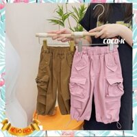 Quần Kaki cho bé gái và bé trai, Quần dài trẻ em 1-6 tuổi Túi hộp bo gấu dây rút kiểu dáng khỏe khoắn thời trang