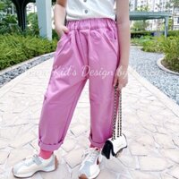 QUẦN KAKI DÀI LƯNG THUN HÀN QUỐC DÀNH CHO BÉ GÁI MÀU HỒNG HÀNG CAO CẤP CÓ SẴN