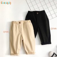 Quần kaki dáng bomber hai màu đen, be của COCANDY mã Q114A, Q114B