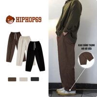 Quần Kaki Dáng Thụng Ống Rộng Xếp Ly Lưng Cao 280GSM  Vải Mềm Phong Cách Retro Vintage Hàn Quốc Q182