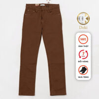 Quần Kaki Jean - Doki cao cấp co giãn 4 chiều, quần kaki nam màu nâu đậm trơn dáng ôm chất vải dầy dặn mềm mịn