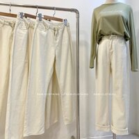 Quần kaki jean kem ống đứng |Chất cotton mềm mỏng, măc thoải mái | Rem.clothing