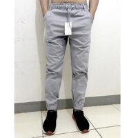 Quần kaki jogger khóa chíp Dài Bo chun nam nữ - Chất Vải Kaki Kiểu Thể Thao UNISEX sáu Màu Đen.xám,,xanh,đỏ,rêu... 05x - Xám,S 40-45kg