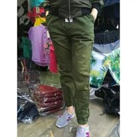 Quần kaki jogger khóa chíp Dài Bo chun nam nữ - Chất Vải Kaki Kiểu Thể Thao UNISEX sáu Màu Đen.xám,,xanh,đỏ,rêu... 05x - Rêu,L 52-60kg
