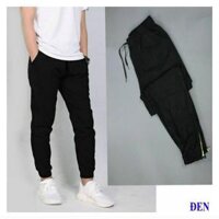 Quần kaki jogger khóa chíp Dài Bo chun nam nữ - Chất Vải Kaki Kiểu Thể Thao UNISEX sáu Màu Đen.xám,,xanh,đỏ,rêu... 05x - Đen,M 45-52kg