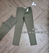 Quần Kaki Lacoste Màu Xanh Oliu Dáng Slim Fit