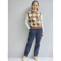 Quần kaki màu xanh navy đồng phục cho bé thêu Beemon Classic size 120-160