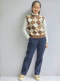 Quần kaki màu xanh navy đồng phục cho bé thêu Beemon Classic size 120-160