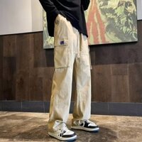 Quần Kaki Nam Nhiều Túi Thời Trang Retro Phong Cách Đường Phố Cotton Đen Quần Nam Quần Thẳng Nam Nữ