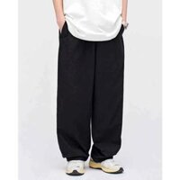 Quần KaKi Nam Nữ Co Giãn Ống Rộng Dáng Công Sở Thiết Kế Lưng Thun Dáng 4 Màu Đen Kem Xám Xanh Rêu - TÂM SHOP - Q ỐNG RỘNG KAKI ĐEN,XL DƯỚI 65KG