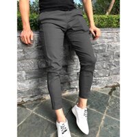 Quần Kaki nam ống côn kiểu dáng hàn quốc, phong cách thể thao trẻ trung năng động - Màu ghi - L 55-64 kg