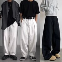 Quần Kaki Nam Ống Rộng Dáng Suông Đứng Cạp Chun Xếp Ly Chất Vải Cao Cấp Dày Dặn Form Trẻ Trung