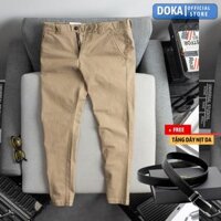 Quần kaki nam  Tặng 1 dây nịt da hàng hiệu  chất vải cotton mềm mịn, co giãn, chống nhăn, nhanh khô, độ bền cao chuẩn phong cách thời trang Dokafashion DKFQKK01 - Vàng be - 30 57 - 62kg