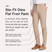 Quần kaki nam xuất khẩu UN dáng slim màu vàng be