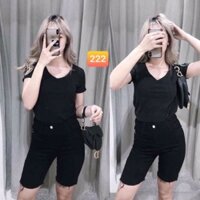 Quần kaki ngố nữ trơn rách tua tua 2 màu đen, trắng