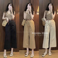 quần kaki nữ Mã299 ống suông đứng  không kèm đai dáng lỡ siêu hót