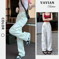 Quần kaki nữ MÀU TRẮNG 5 mẫu, quần túi hộp nữ ống rộng, quần suông nữ màu trắng siêu cá tính