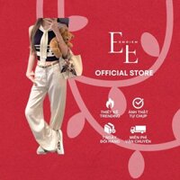 Quần kaki nữ màu trắng ống xuông thêu ngựa phong cách basic EMOIEM QAN26