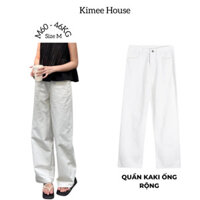 Quần kaki nữ ống rộng suông dáng đứng vải kaki dày dặn cao cấp - 𝐊𝐚𝐤𝐢 𝐰𝐡𝐢𝐭𝐞 𝐩𝐚𝐧𝐭𝐬 MQ064 Kimee House