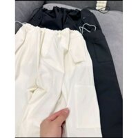 quần kaki nữ ống rộng túi hộp rút eo bo rút gấu