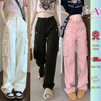 Quần Kaki Nữ Túi Hộp Ống Rộng cạp cao Avocado cực tôn dáng, quần túi hộp kaki lưng cao nữ dày dặn