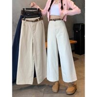 Quần Kaki ống rộng dáng lỡ siêu hót, sáng suông dài 93-95cm, quần công sở 1 nút lưng cao ( không kèm đai) -CHM-Mã 299